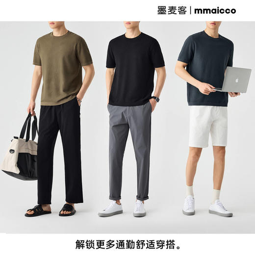 墨麦客立体几何提花男士针织圆领短袖T恤2025夏季新款薄款半袖男. 商品图4