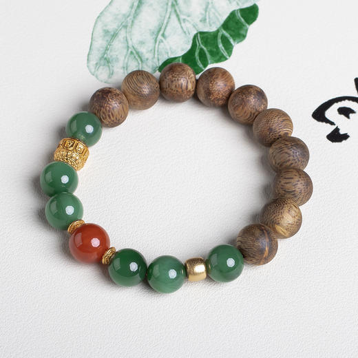 xy0574沉香南红碧玉手串 商品图2