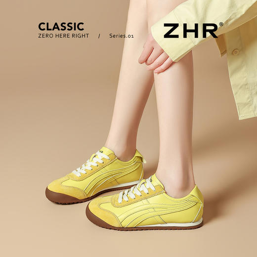 ZHR软底轻便德训鞋女夏季新款2025平底小众经典撞色一脚蹬小白鞋 商品图4