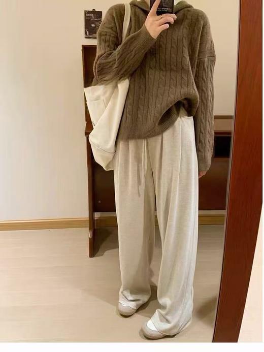 【孤品捡漏】G55咖色麻花短款连帽毛衣针织衫-喜出 商品图2