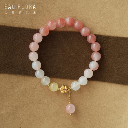 【桃露】粉白渐变玛瑙手串 商品图0