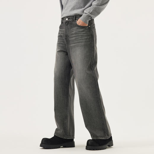 gxg.jeans男装 深灰色复古水洗宽松直筒牛仔长裤男裤 25年秋热卖 商品图1
