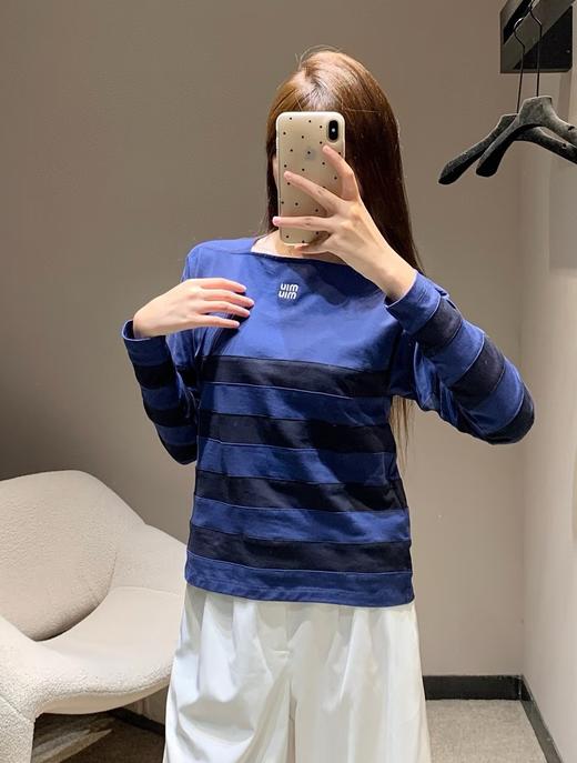 女款全棉条纹拼接长袖上衣017 商品图3