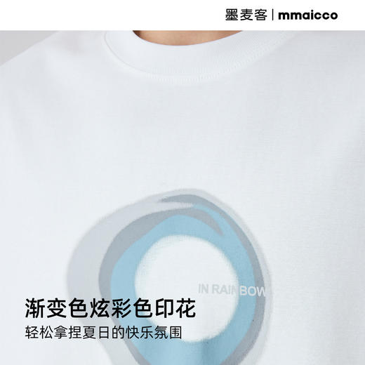 墨麦客男装渐变炫彩印花短袖男2025夏季新款精梳棉男士T恤71888. 商品图2