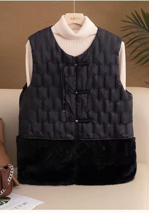 【孤品捡漏】（羽绒 90%白鸭绒）G62羽绒拼环保毛新中式马甲-喜出 商品图0