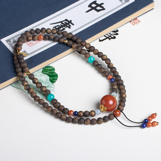 xy0578沉香+南红天河石项链 商品图1