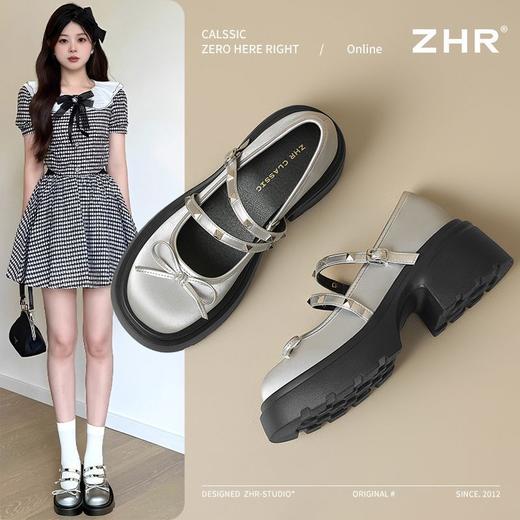 ZHR银色玛丽珍鞋2025新款法式小皮鞋甜酷厚底单鞋时尚百搭乐福鞋 商品图2