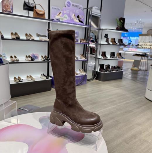 【云粉节】BF楼千百度时装靴2025冬专柜正品粗跟通勤舒适女长靴A25586186吊牌价1199活动价959 商品图1