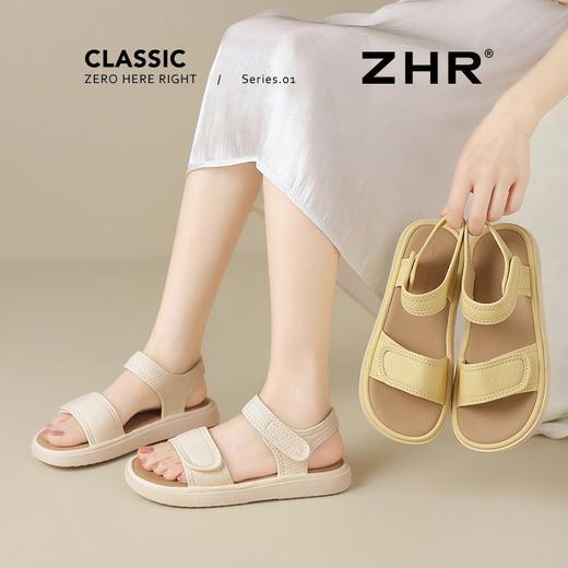 ZHR平底凉鞋女2025新款夏季外穿配裙子魔术贴轻便舒适软底凉拖女 商品图9