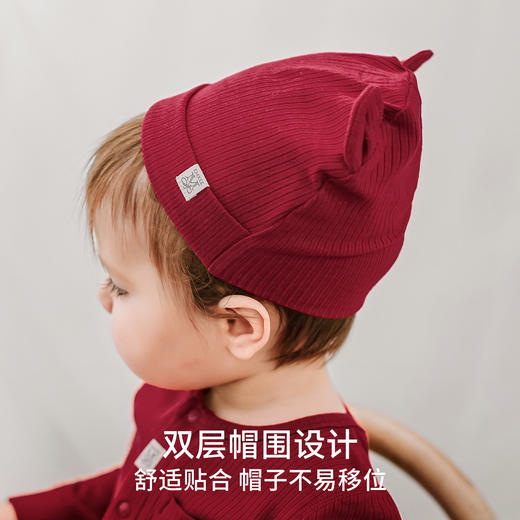 【婴童服配】嫚熙婴儿帽子新生儿红色小月龄胎帽无骨帽宝宝护囟门帽 商品图4