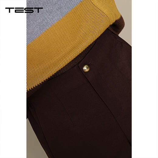 秋上新深咖色高腰宽松直筒阔腿休闲裤3253031 商品图4