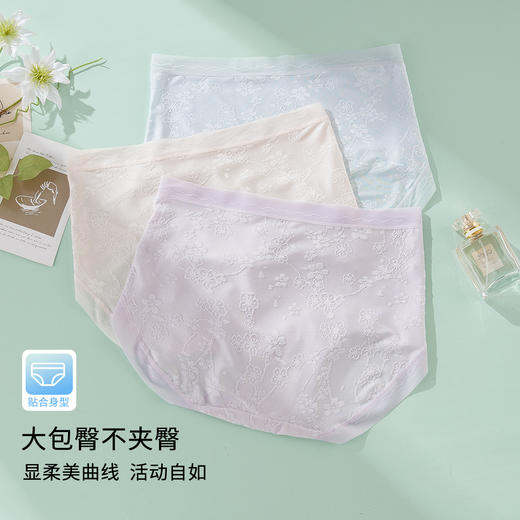 ALDOLA/雅黛俪高腰收腹内裤女10A抑菌纯棉加长裆性感蕾丝三角裤 商品图3