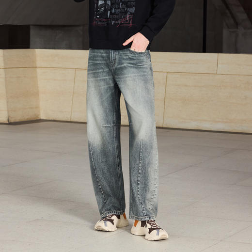 半身缘男裤 秋季时尚宽松弹性大香蕉版型牛仔裤253101P10130057 商品图0