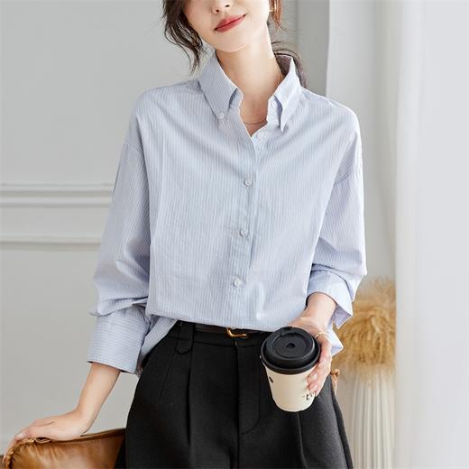 馥迦通勤极简马甲条纹衬衫 商品图10
