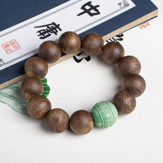 xy0576沉香+原矿高瓷绿松石大手串18mm 商品图3