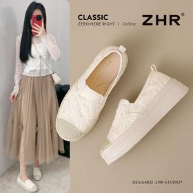 ZHR则则渔夫鞋女2025新款透气懒人一脚蹬平底乐福鞋厚底休闲单鞋