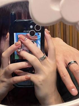 古驰 925银 互扣式珐琅戒指，于文文同款 情侣款对戒（ZS*XTY）