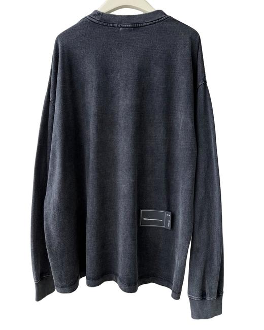 中性款纯棉做旧印花长袖T恤 商品图1