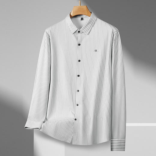 【DDS】大依优型大码衬衫男士长袖衬衣条纹商务通勤秋季新款加肥加大码男休闲翻领条纹长袖衬衫气质商务300斤 商品图2