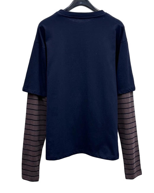 中性款假两件拼接长袖上衣017 商品图1