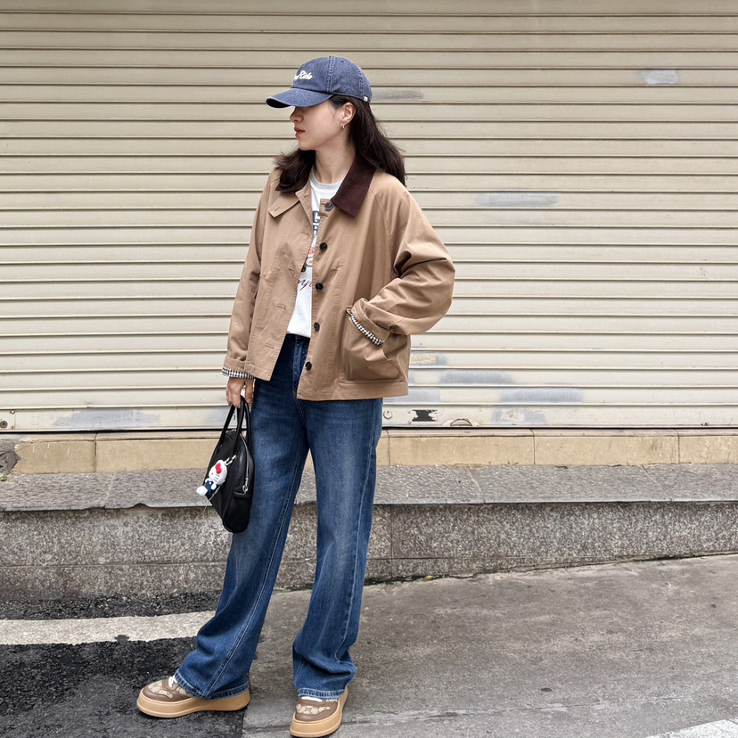 春秋-精品小禾 撞色翻领风衣短外套【包邮+三天无理由退换】