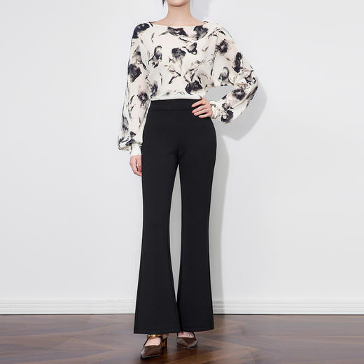 「高货wl」全新升级【铂金会员247/天猫329/差价82】(00033)洛诗琳新款气质显高微喇裤2025秋季超模显瘦休闲小黑裤女 商品图1