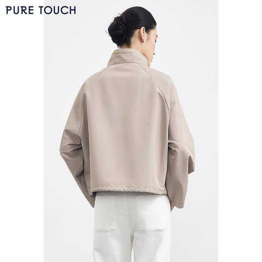 PURE TOUCH 浅卡其色立领抽绳短款风衣外套 商品图4