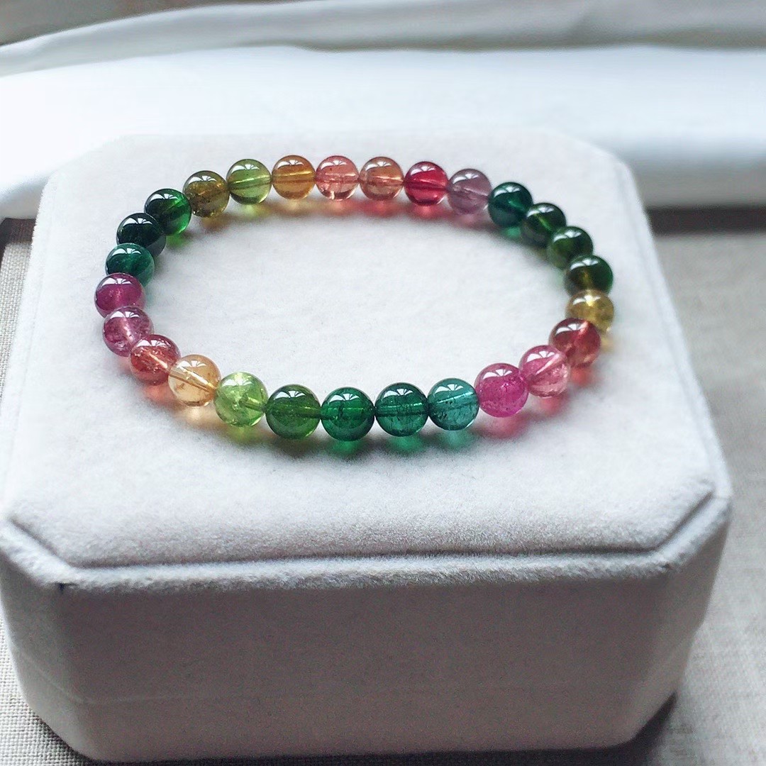 6.8mm单圈彩虹碧玺手串
