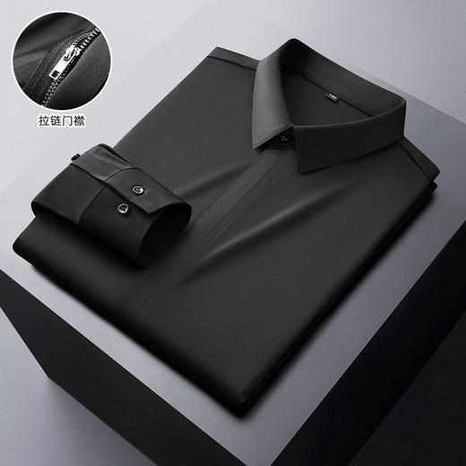【拉链门襟】【DM】大依优型大码男装长袖衬衫男士拉链白衬衫宽松加肥加大码商务弹力无痕衬衣 商品图9