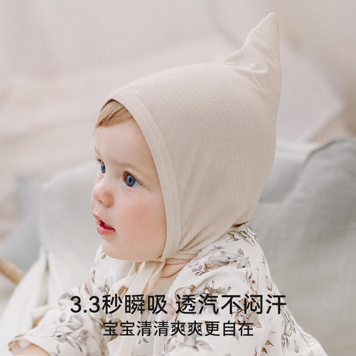 【婴童服配】嫚熙婴儿帽子新生儿绑带胎帽宝宝小月龄无骨初生护囟门帽 商品图2