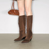 lost in echo2025早秋新款复古波西米亚时髦尖头流苏坡跟长筒靴女 商品缩略图3