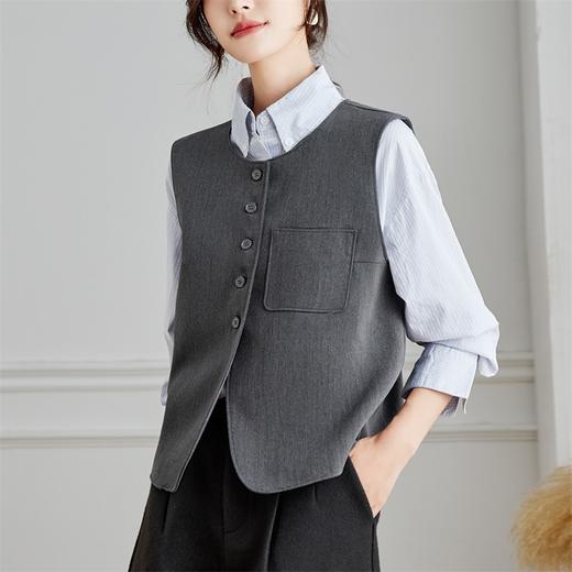 馥迦通勤极简马甲条纹衬衫 商品图1