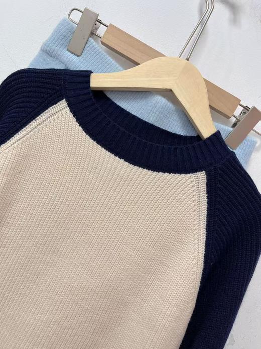 【孤品捡漏】G148藏青插肩袖拼色针织衫毛衣-喜出 商品图1