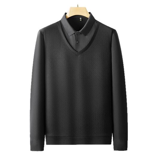 【DDS】大依优型大码男装新款长袖POLO男士加肥加大码商务休闲翻领假两件长袖T恤 商品图4