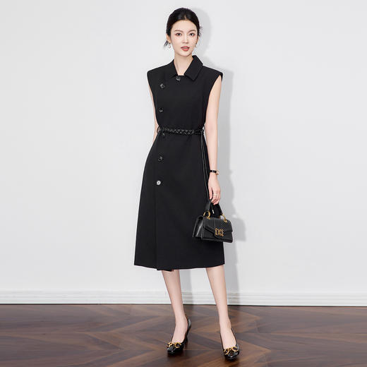 「高货wl」全新升级【铂金会员413/天猫559/差价146】(95201)洛诗琳轻奢设计感西装无袖连衣裙2025秋季通勤收腰马甲裙 商品图2