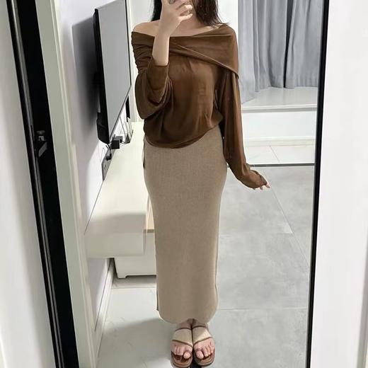 【孤品捡漏】G134浅卡色针织包臀半身长裙-喜出 商品图0