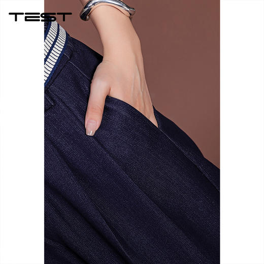 秋上新阔腿版型藏蓝色个性腰带装饰牛仔裤3253022 商品图3