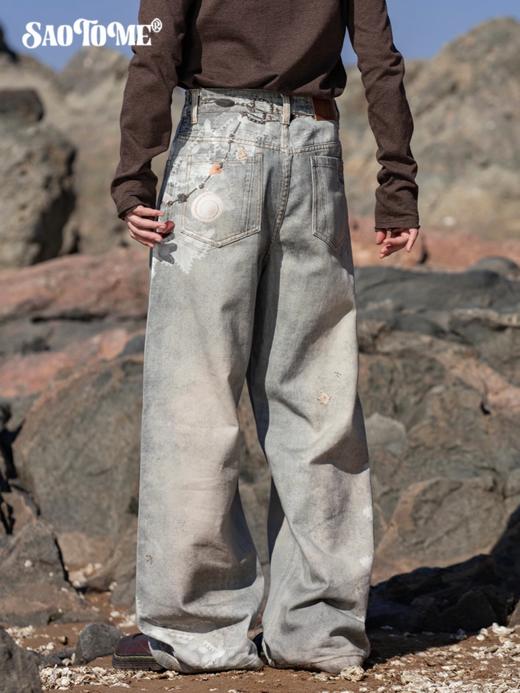 早乙女惠子saotome/STMKZ13102/飞鸟蕾丝串珠满印牛仔裤 商品图1