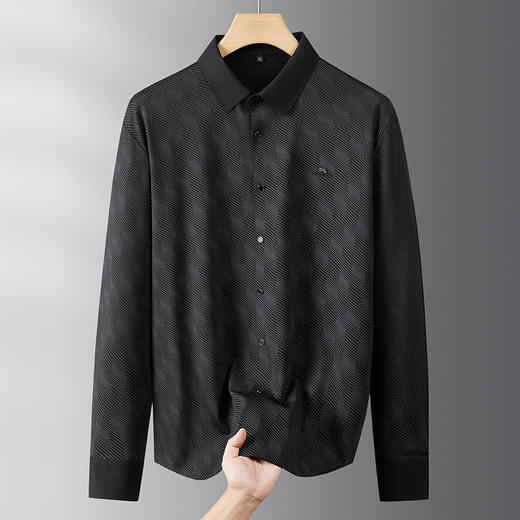 【DDS】大依优型大码衬衫男士衬衣条纹长袖高端气质商务通勤百搭新款加肥加大码时尚休闲翻领长袖衬衫300斤 商品图1