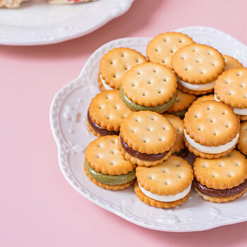 云山半雪花酥用饼干烘焙用小圆饼干500g自制牛轧糖饼雪花酥原料休闲零食 商品图2