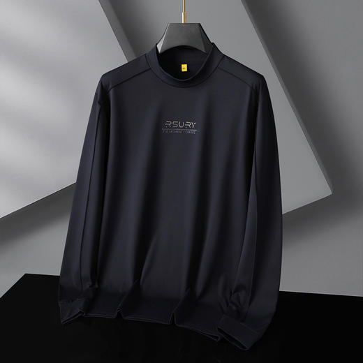 【DG】大依优型大码男士长袖T恤半高领打底衫简约时尚潮秋季新款加肥加大码休闲半高领长袖打底衫商务300斤 商品图8