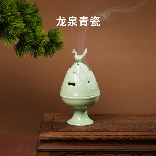 喜薰飞鸟博山家用室内龙泉青瓷盘香炉天然桂花盘香香薰炉套装礼物 商品图1