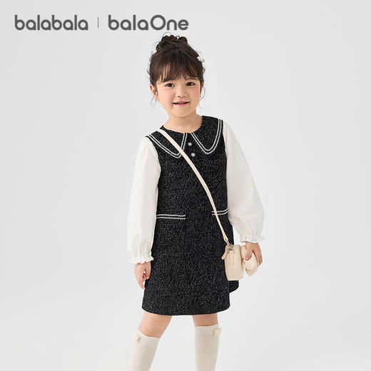 巴拉巴拉balaOne童装女童连衣裙2025冬新款儿童小香风背心裙时尚 商品图0
