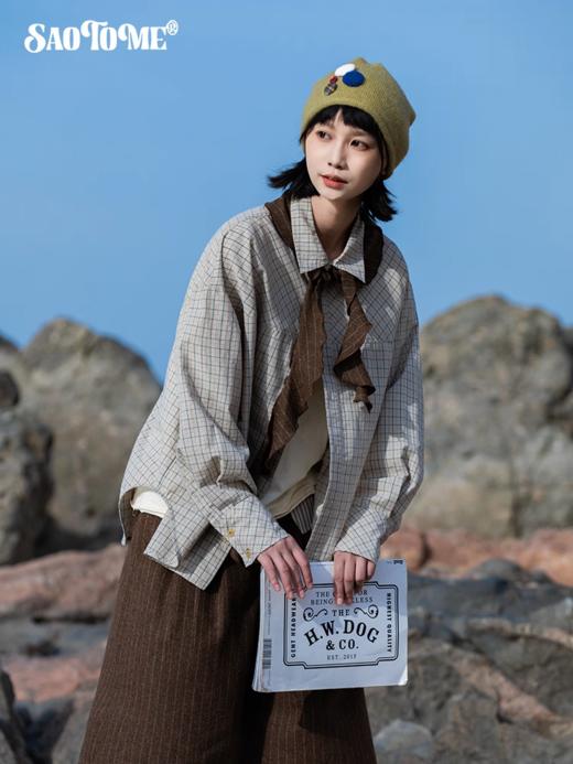 早乙女惠子saotome/STMCS13148/细格纹长袖衬衫 商品图0