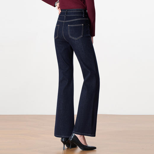 「自」全新升级【铂金会员183/天猫239/差价56】(40516)洛诗琳高腰显瘦微喇牛仔裤2025年秋季修身显瘦百搭喇叭长裤 商品图3