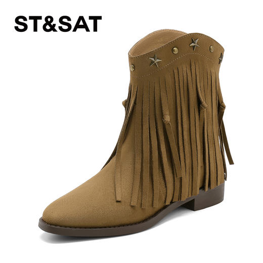 星期六美拉德复古流苏牛仔靴SSD4116C3U 商品图7