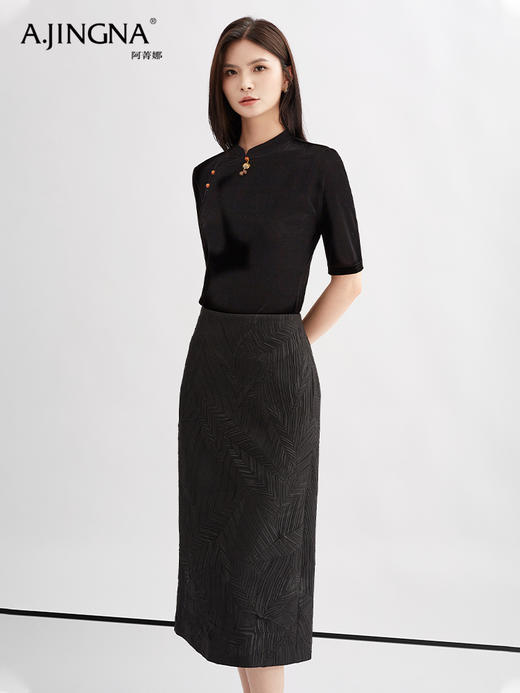 【国风雅致】阿菁娜新中式国风丝绒短衫F30Q201002 商品图1