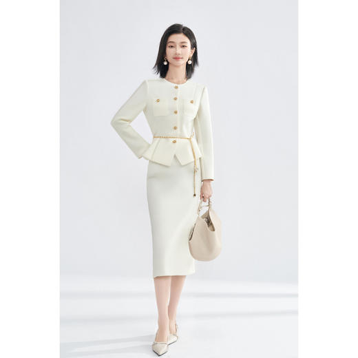 米思阳2026春季法式名媛风复古千金小香风短外套收腰显瘦高腰直筒半身裙女4371 商品图5