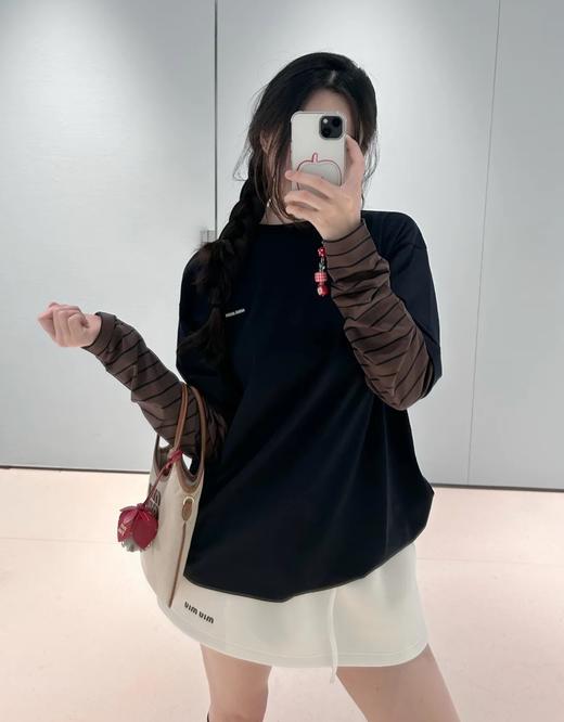 中性款假两件拼接长袖上衣017 商品图3