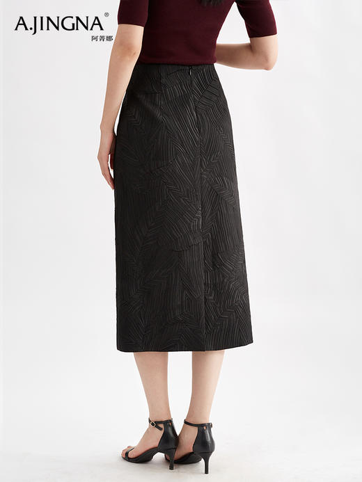 【肌理质感】阿菁娜肌理感设计立体提花高腰显瘦直筒半身裙F30Q213015 商品图4
